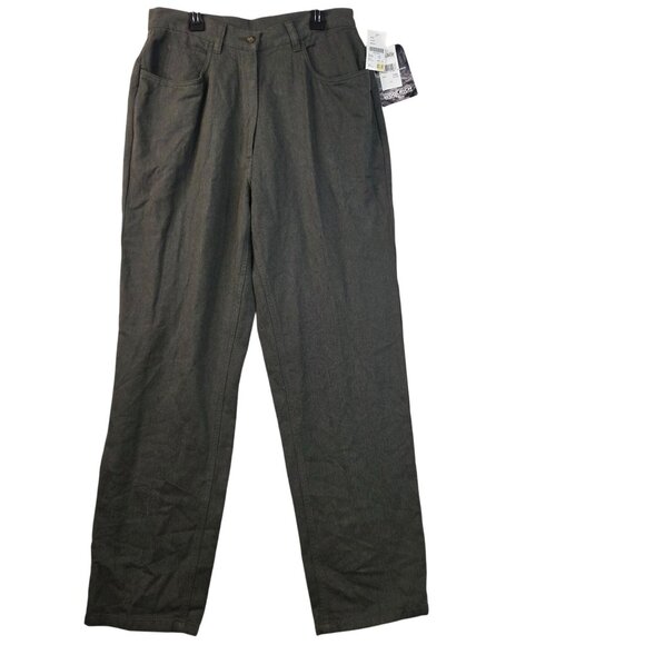 1990s Woolrich Size 12 Herringbone Pants Dark Olive Relaxed Deadstock New - Picture 1 of 12